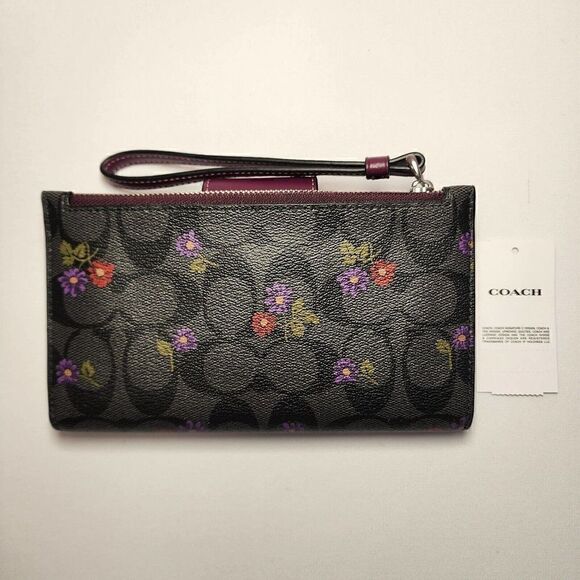 NWT Coach CM838 Tech Phone Wallet In Signature Canvas With Country Flora… - Picture 2 of 3